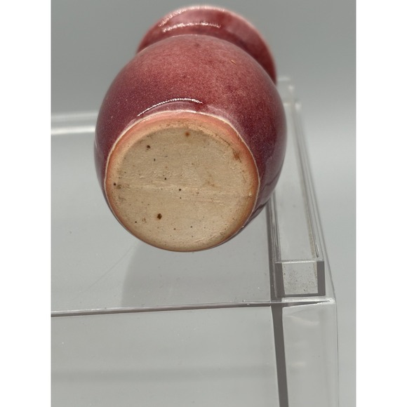 Vintage Porcelain Vase Red Purple Glaze Vase with 3.5" w Cap Unbranded Pinch Pot - Picture 5 of 9